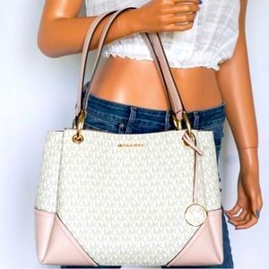 Michael Kors Nicole Shoulder Bag Leather Authentic, 🌹 Rose Blossom & Vanilla